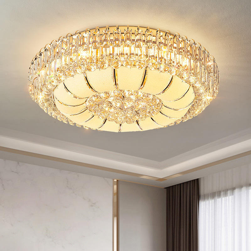 Crystal Ceiling Light - Round Crystal Disc Top
